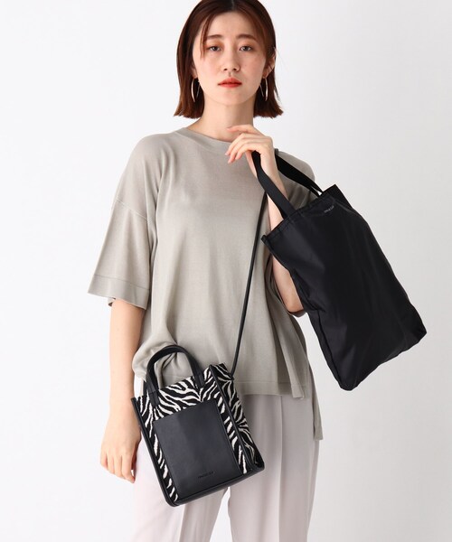 OPAQUE.CLIP(オペークドットクリップ)の「◆キャンバスコンビポケットミニショルダー【エコバッグ付・抗菌防臭加工裏地】(ショルダーバッグ・レディース・オフホワイト/キャメル/ホワイト系3・00)」の7枚目の写真