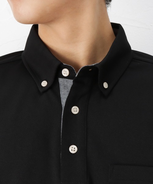 NAVY（ネイビー）の「レピュールボタンダウンポロシャツ（ポロシャツ・メンズ・ホワイト/ブラック/ネイビー/サックスブルー・S/M/L/XL）」の7枚目の写真