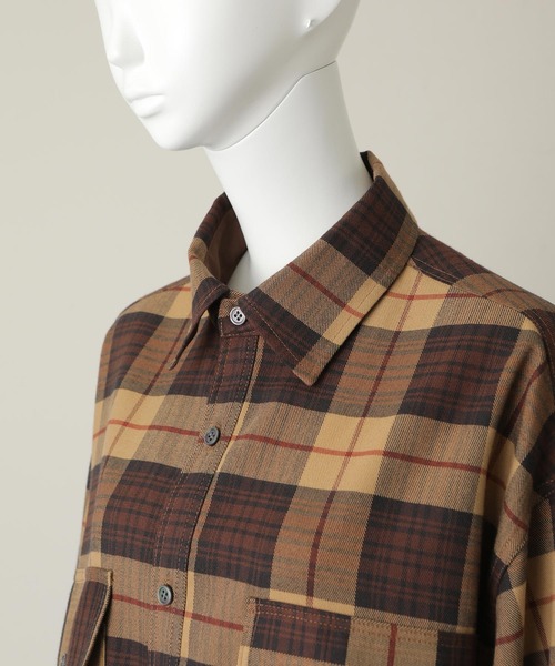 MILKFED.（ミルクフェド）の「BACK LOGO PLAID SHIRT（シャツ/ブラウス・レディース・ベージュ/レッド/パープル/ネイビー・ONE SIZE）」の14枚目の写真