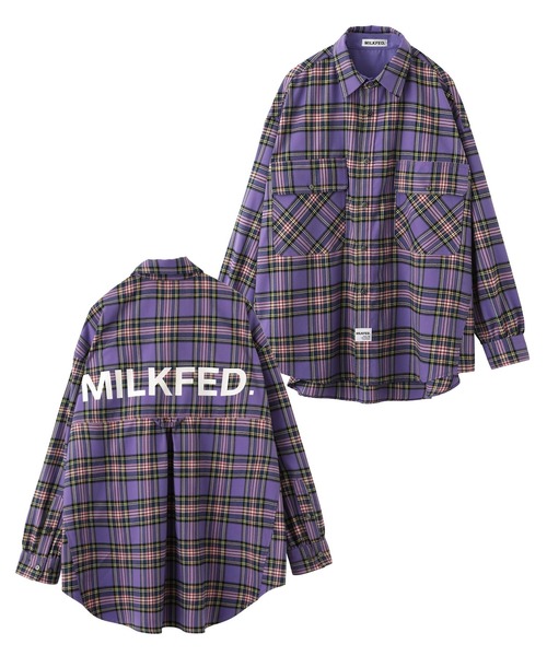 MILKFED.（ミルクフェド）の「BACK LOGO PLAID SHIRT（シャツ/ブラウス・レディース・ベージュ/レッド/パープル/ネイビー・ONE SIZE）」の18枚目の写真
