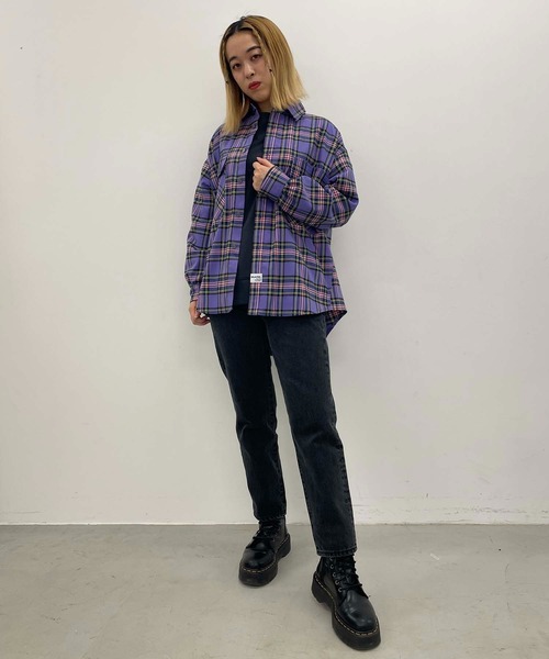 MILKFED.（ミルクフェド）の「BACK LOGO PLAID SHIRT（シャツ/ブラウス・レディース・ベージュ/レッド/パープル/ネイビー・ONE SIZE）」の15枚目の写真