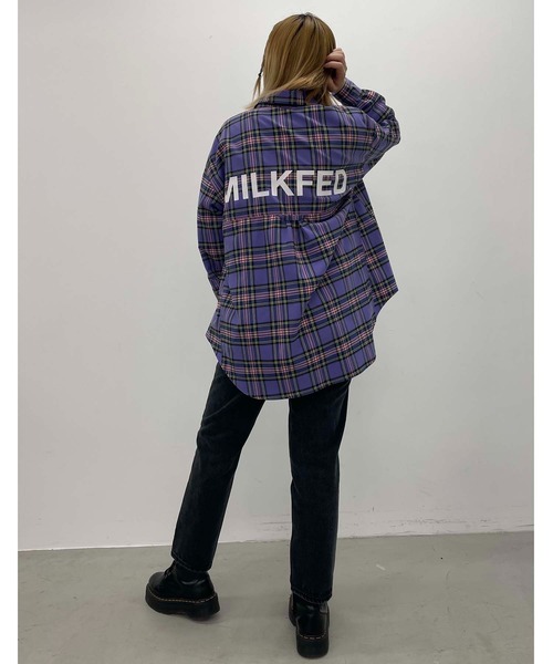 MILKFED.（ミルクフェド）の「BACK LOGO PLAID SHIRT（シャツ/ブラウス・レディース・ベージュ/レッド/パープル/ネイビー・ONE SIZE）」の16枚目の写真