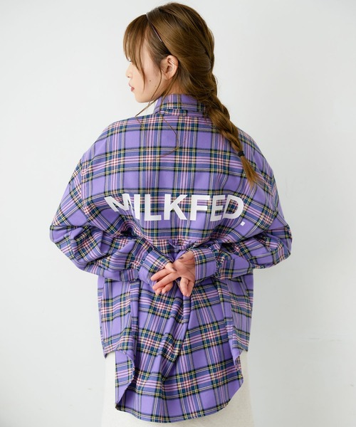 MILKFED.（ミルクフェド）の「BACK LOGO PLAID SHIRT（シャツ/ブラウス・レディース・ベージュ/レッド/パープル/ネイビー・ONE SIZE）」の20枚目の写真