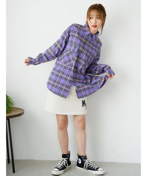 MILKFED.（ミルクフェド）の「BACK LOGO PLAID SHIRT（シャツ/ブラウス・レディース・ベージュ/レッド/パープル/ネイビー・ONE SIZE）」の21枚目の写真