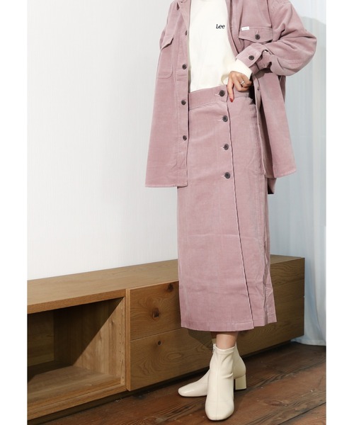 Lee（リー）の「Lee/リー　細畝コーデュロイ ラップスカート（スカート・レディース・ブラウン/パープル・MEDIUM/SMALL）」の2枚目の写真