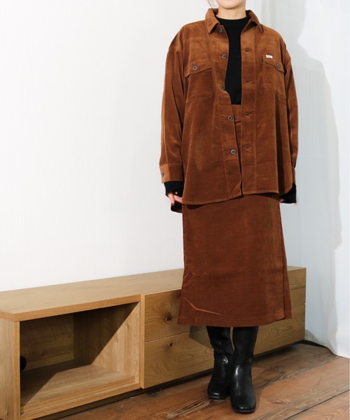 Lee（リー）の「Lee/リー　細畝コーデュロイ ラップスカート（スカート・レディース・ブラウン/パープル・MEDIUM/SMALL）」の3枚目の写真