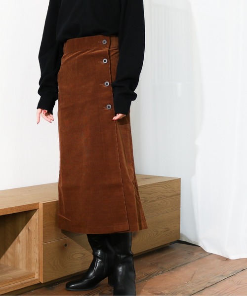 Lee（リー）の「Lee/リー　細畝コーデュロイ ラップスカート（スカート・レディース・ブラウン/パープル・MEDIUM/SMALL）」の5枚目の写真