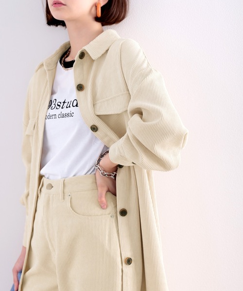 classicalelf(クラシカルエルフ)の「セットアップも楽しめる!コーデュロイロング丈シャツ(シャツ/ブラウス・レディース・ベージュ/モカ・MEDIUM/LARGE/X-LARGE)」の3枚目の写真