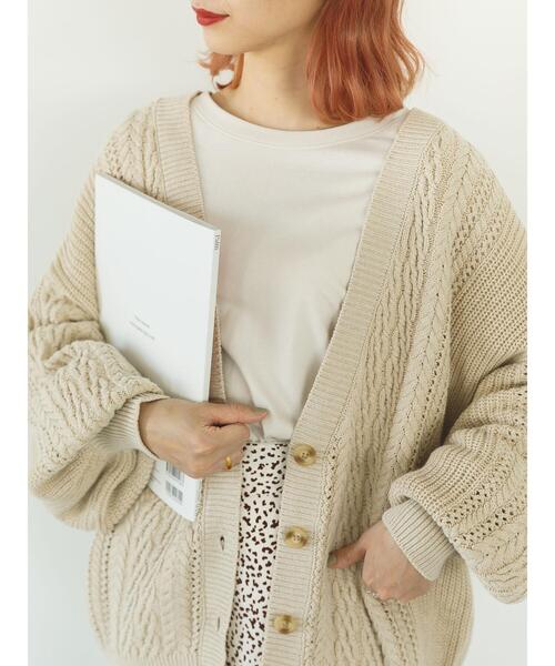 SLURR(スラ―)の「【新色追加】バックリボン透かし編みパフスリーブカーディガン(カーディガン/ボレロ・レディース・チョコ/ライトベージュ/ブルー系その他7・FREE)」の12枚目の写真