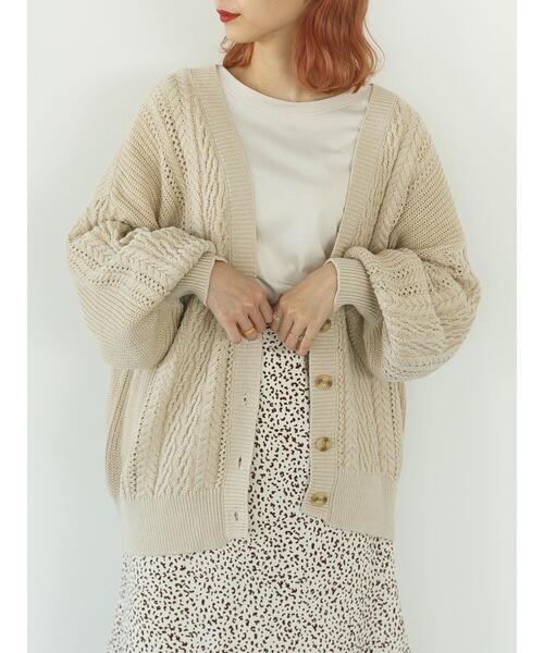 SLURR(スラ―)の「【新色追加】バックリボン透かし編みパフスリーブカーディガン(カーディガン/ボレロ・レディース・チョコ/ライトベージュ/ブルー系その他7・FREE)」の14枚目の写真