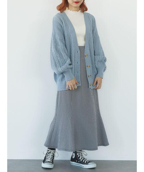 SLURR(スラ―)の「【新色追加】バックリボン透かし編みパフスリーブカーディガン(カーディガン/ボレロ・レディース・チョコ/ライトベージュ/ブルー系その他7・FREE)」の19枚目の写真