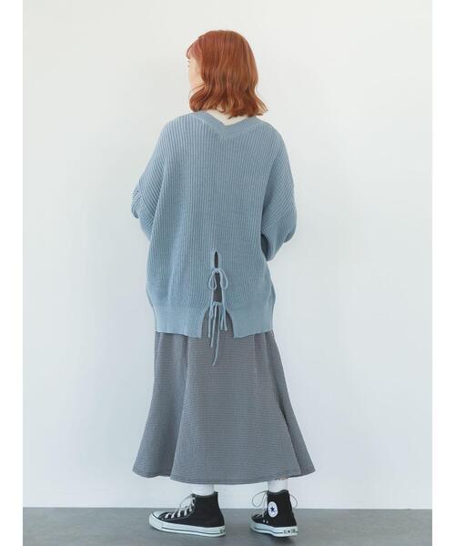 SLURR(スラ―)の「【新色追加】バックリボン透かし編みパフスリーブカーディガン(カーディガン/ボレロ・レディース・チョコ/ライトベージュ/ブルー系その他7・FREE)」の20枚目の写真