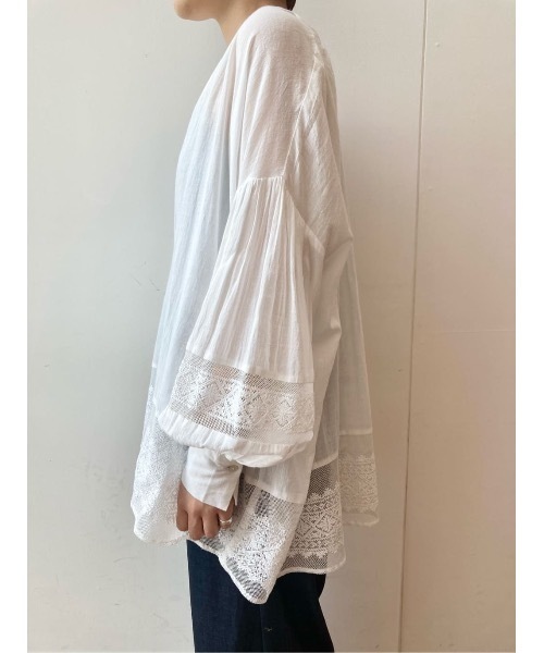 BEARDSLEY（ビアズリー）の「ネット刺繍チュニック（シャツ/ブラウス・レディース・ホワイト/ブラック・FREE）」の11枚目の写真