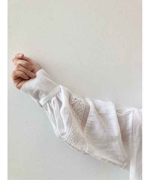 BEARDSLEY（ビアズリー）の「ネット刺繍チュニック（シャツ/ブラウス・レディース・ホワイト/ブラック・FREE）」の14枚目の写真