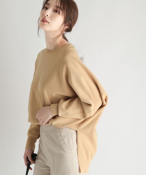 Andemiu（アンデミュウ）の「ポンチョニット215632（ニット/セーター・レディース・ベージュ/ネイビー・FREE）」の11枚目の写真