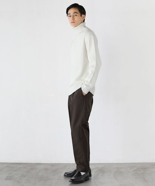 LIL VENDARS（リルヴェンダース）の「アンチピリング ワッフル編み タートル アクリル ニット セーター（ニット/セーター・メンズ・ブラック/ネイビー/ブラウン/オフホワイト/オリーブ/サンドベージュ/モカ/杢グレー/グレー系その他/チャコール・S/M/L/XL）」の22枚目の写真