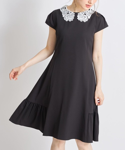 レース襟付き裾フリル切り替えワンピース ワンピース ワンピース Tocco Tocco Closet トッコ クローゼット のファッション