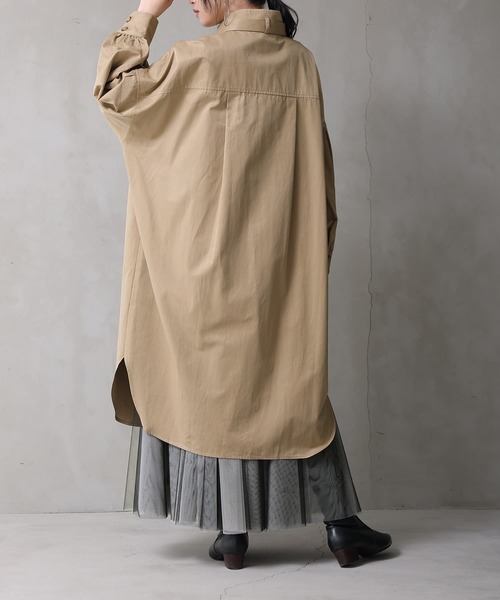 osharewalker(オシャレウォーカー)の「『スタンドカラーシャツデザインコート』(トレンチコート・レディース・ベージュ/カーキ・FREE)」の7枚目の写真