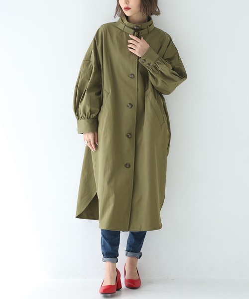 osharewalker(オシャレウォーカー)の「『スタンドカラーシャツデザインコート』(トレンチコート・レディース・ベージュ/カーキ・FREE)」の9枚目の写真