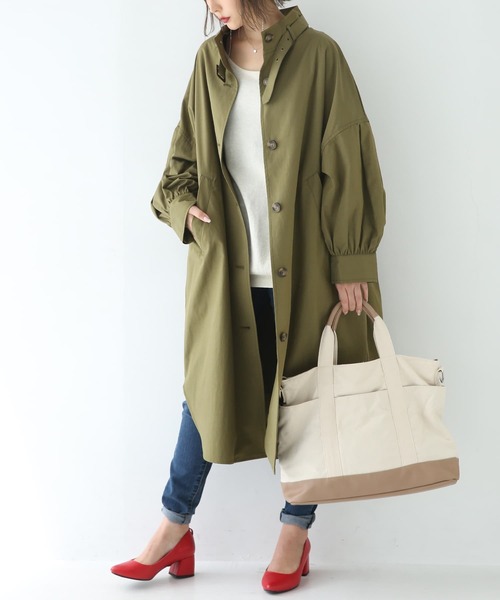 osharewalker(オシャレウォーカー)の「『スタンドカラーシャツデザインコート』(トレンチコート・レディース・ベージュ/カーキ・FREE)」の10枚目の写真