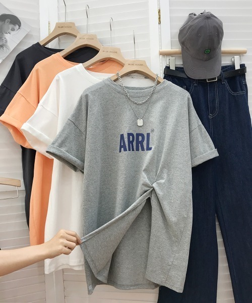 ACT（アクト）の「フロントスリット ドロップショルダーカットソー（Tシャツ/カットソー・レディース・ホワイト/ブラック/グレー/オレンジ・M/L/XL/XXL）」の9枚目の写真