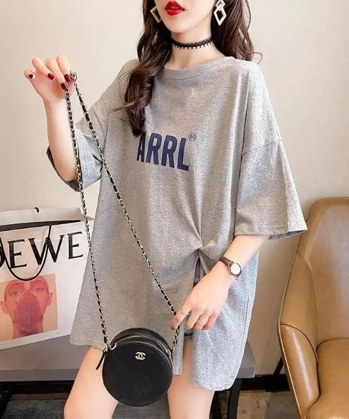 ACT（アクト）の「フロントスリット ドロップショルダーカットソー（Tシャツ/カットソー・レディース・ホワイト/ブラック/グレー/オレンジ・M/L/XL/XXL）」の7枚目の写真