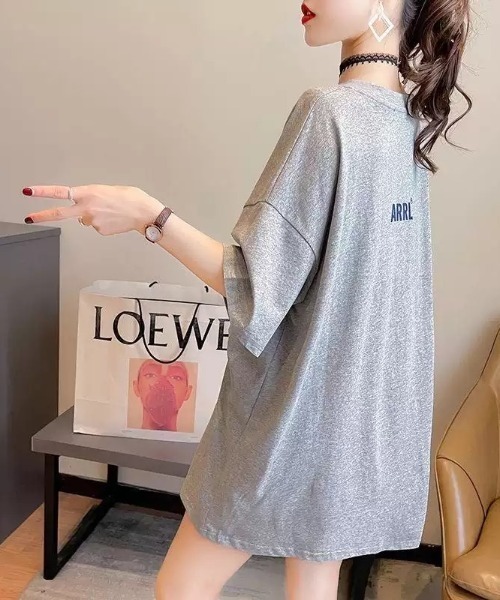 ACT（アクト）の「フロントスリット ドロップショルダーカットソー（Tシャツ/カットソー・レディース・ホワイト/ブラック/グレー/オレンジ・M/L/XL/XXL）」の6枚目の写真