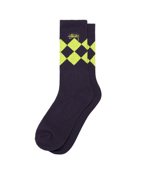STUSSY（ステューシー）の「Argyle Jacquard Crew Socks（ソックス/靴下・メンズ・ブラック/ベージュ/パープル・FREE）」の3枚目の写真