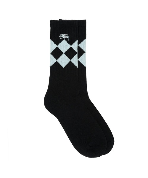 STUSSY（ステューシー）の「Argyle Jacquard Crew Socks（ソックス/靴下・メンズ・ブラック/ベージュ/パープル・FREE）」の4枚目の写真