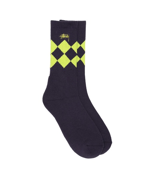 STUSSY（ステューシー）の「Argyle Jacquard Crew Socks（ソックス/靴下・メンズ・ブラック/ベージュ/パープル・FREE）」の6枚目の写真