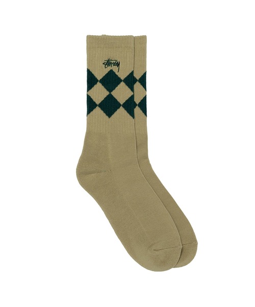 STUSSY（ステューシー）の「Argyle Jacquard Crew Socks（ソックス/靴下・メンズ・ブラック/ベージュ/パープル・FREE）」の5枚目の写真