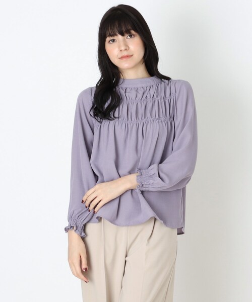 DRESKIP（ドレスキップ）の「◆シャ-リングブラウス（シャツ/ブラウス・レディース・ライトパープル/ブラック/ライトベージュ・02/03/04）」の3枚目の写真