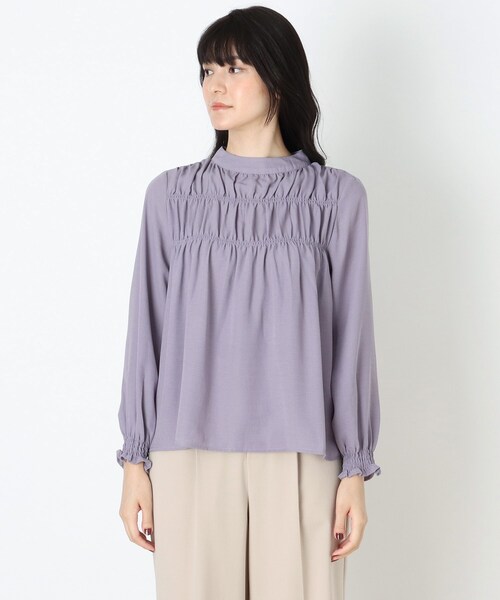 DRESKIP（ドレスキップ）の「◆シャ-リングブラウス（シャツ/ブラウス・レディース・ライトパープル/ブラック/ライトベージュ・02/03/04）」の4枚目の写真