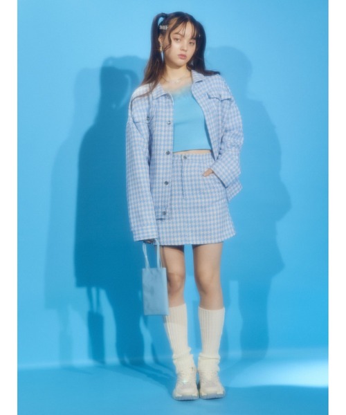 WC（ダブル シー）の「カラー千鳥柄スカート（スカート）」 - WEAR