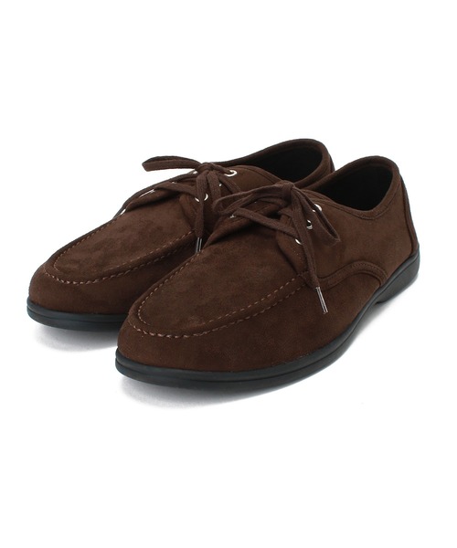 ブラウン スエード レースアップ モカシン
