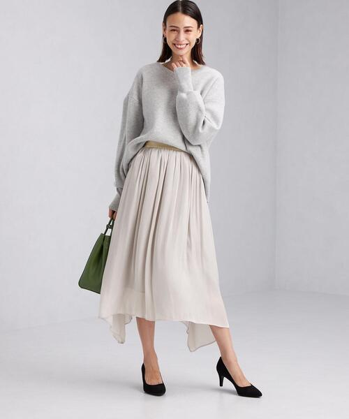 green label relaxing（グリーンレーベルリラクシング）の「ブライトカッセン ギャザー イレヘム スカート（スカート・レディース・グレー/ナチュラル・38/36）」の19枚目の写真