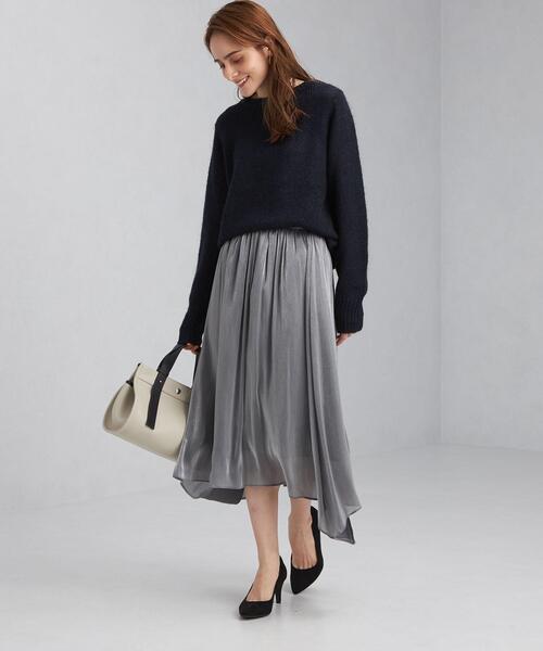 green label relaxing（グリーンレーベルリラクシング）の「ブライトカッセン ギャザー イレヘム スカート（スカート・レディース・グレー/ナチュラル・38/36）」の4枚目の写真