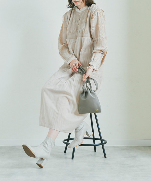 Fizz(フィズ)の「【Fizz/フィズ】 マジョリカプリーツチャイナ釦ワンピース(ワンピース・レディース・ブラック/サンドベージュ/レンガ・M)」の14枚目の写真