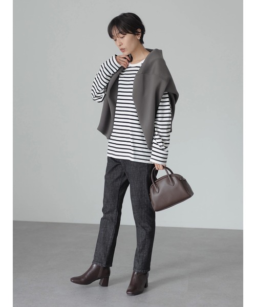 AMERICAN HOLIC(アメリカンホリック)の「クルーネックボーダーカットプルオーバー(Tシャツ/カットソー・レディース・その他9/ブラック系その他4/ブルー系その他2・M/S/L)」の4枚目の写真