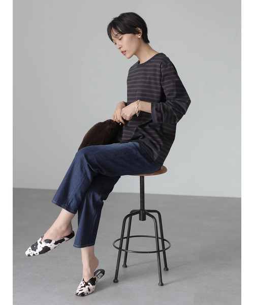 AMERICAN HOLIC(アメリカンホリック)の「クルーネックボーダーカットプルオーバー(Tシャツ/カットソー・レディース・その他9/ブラック系その他4/ブルー系その他2・M/S/L)」の21枚目の写真