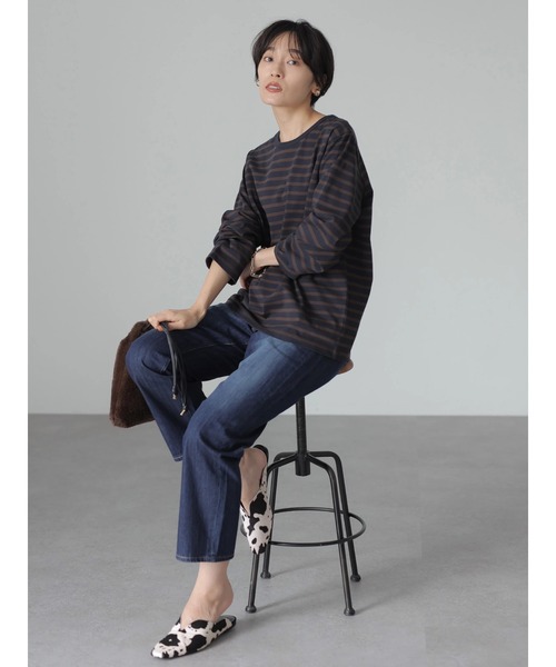 AMERICAN HOLIC(アメリカンホリック)の「クルーネックボーダーカットプルオーバー(Tシャツ/カットソー・レディース・その他9/ブラック系その他4/ブルー系その他2・M/S/L)」の12枚目の写真