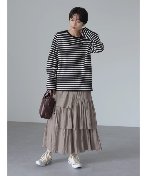 AMERICAN HOLIC(アメリカンホリック)の「クルーネックボーダーカットプルオーバー(Tシャツ/カットソー・レディース・その他9/ブラック系その他4/ブルー系その他2・M/S/L)」の9枚目の写真