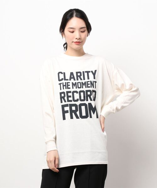 Samansa Mos2 blue（サマンサモスモスブルー）の「ロゴロングTシャツ（Tシャツ/カットソー・レディース・グレー/チャコール/オフホワイト・ﾌﾘ-）」の7枚目の写真