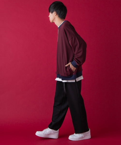 WEGO by こーせ(ウィゴーバイコーセ)の「∴WEGO by こーせ/配色プルオーバースウェット(スウェット・メンズ・ホワイト/ワイン・MEDIUM/LARGE)」の4枚目の写真