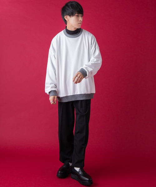 WEGO by こーせ(ウィゴーバイコーセ)の「∴WEGO by こーせ/配色プルオーバースウェット(スウェット・メンズ・ホワイト/ワイン・MEDIUM/LARGE)」の16枚目の写真