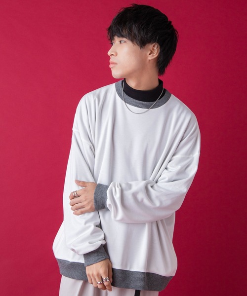 WEGO by こーせ(ウィゴーバイコーセ)の「∴WEGO by こーせ/配色プルオーバースウェット(スウェット・メンズ・ホワイト/ワイン・MEDIUM/LARGE)」の5枚目の写真