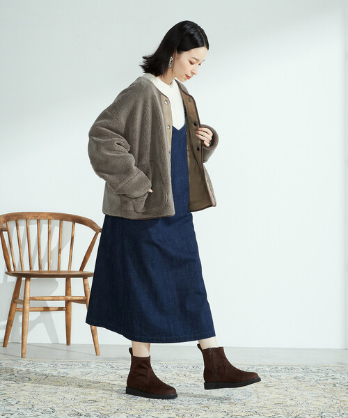 ONIGIRI（オニギリ）の「リバーシブルブルゾン 〈エコムートン×ボア〉（ブルゾン・レディース・ベージュ/ブラウン・MEDIUM/LARGE）」の21枚目の写真