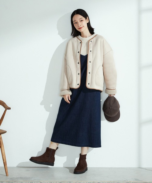 ONIGIRI（オニギリ）の「リバーシブルブルゾン 〈エコムートン×ボア〉（ブルゾン・レディース・ベージュ/ブラウン・MEDIUM/LARGE）」の15枚目の写真