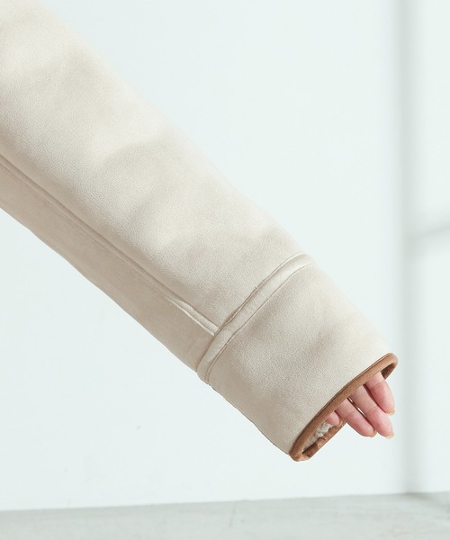 ONIGIRI（オニギリ）の「リバーシブルブルゾン 〈エコムートン×ボア〉（ブルゾン・レディース・ベージュ/ブラウン・MEDIUM/LARGE）」の18枚目の写真