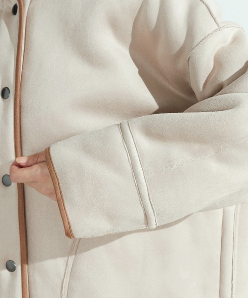 ONIGIRI（オニギリ）の「リバーシブルブルゾン 〈エコムートン×ボア〉（ブルゾン・レディース・ベージュ/ブラウン・MEDIUM/LARGE）」の16枚目の写真